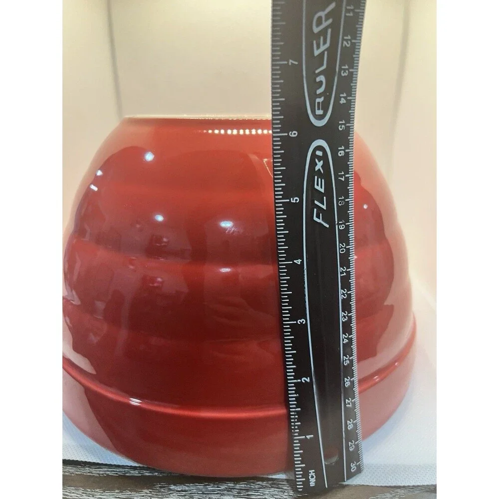 Crate & Barrel Red Mixing Nesting Bowl large mixing white